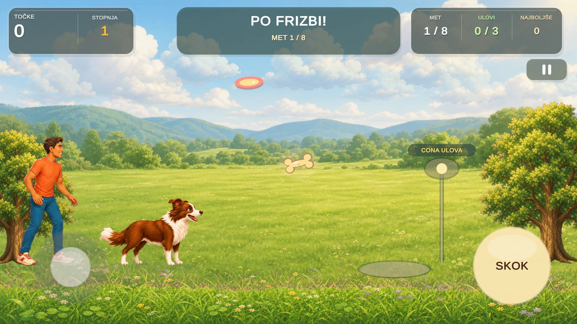 Glen teče za frizbijem v igri CollieFest