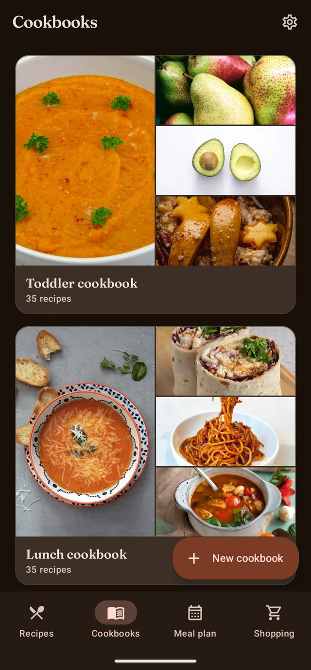CookerBooker cookbooks with collage covers