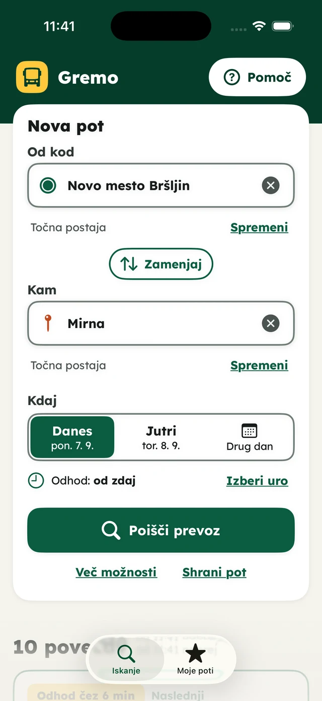 Gremo journey search on iPhone