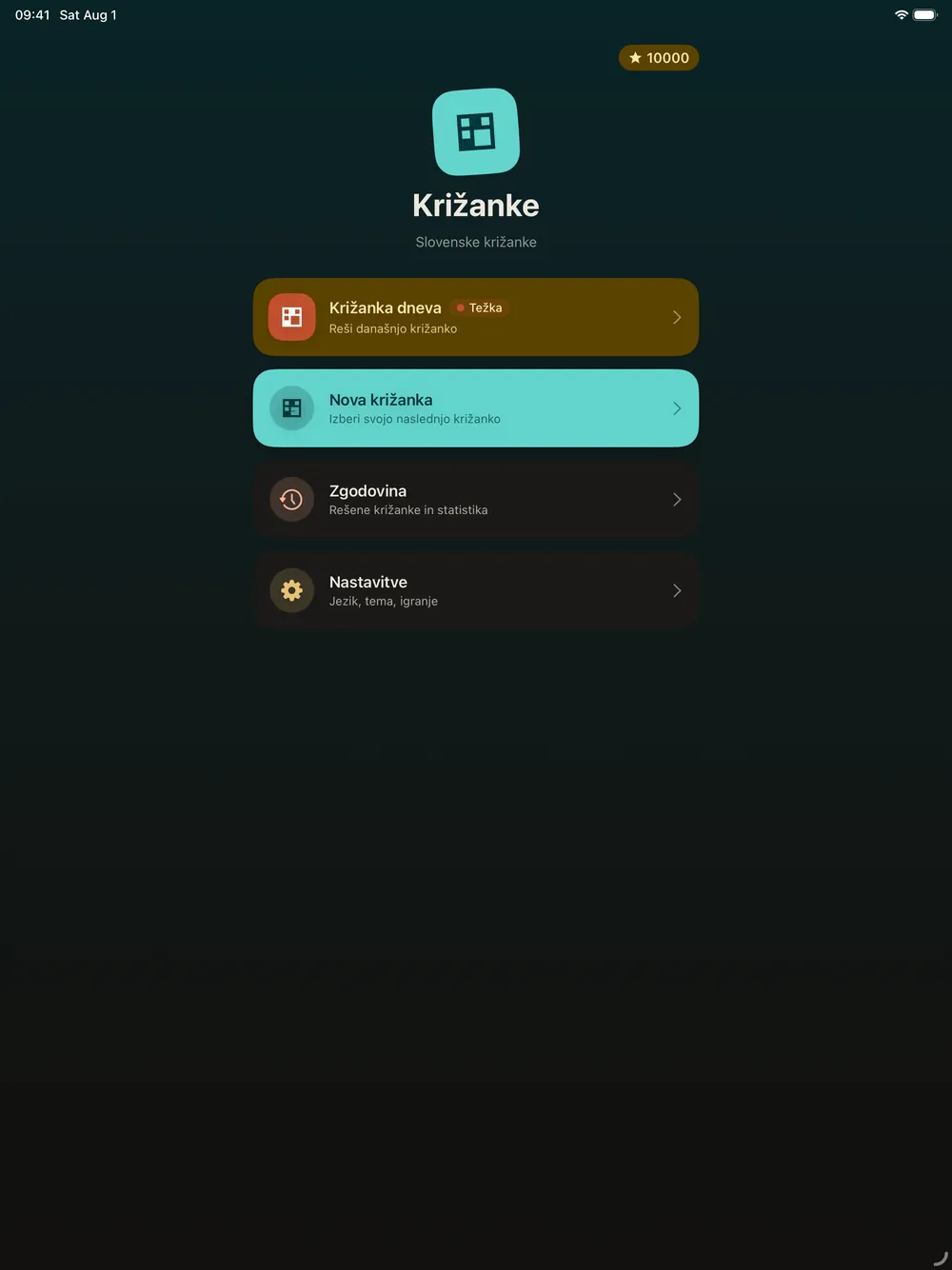 The Križanke home screen on a 13-inch iPad