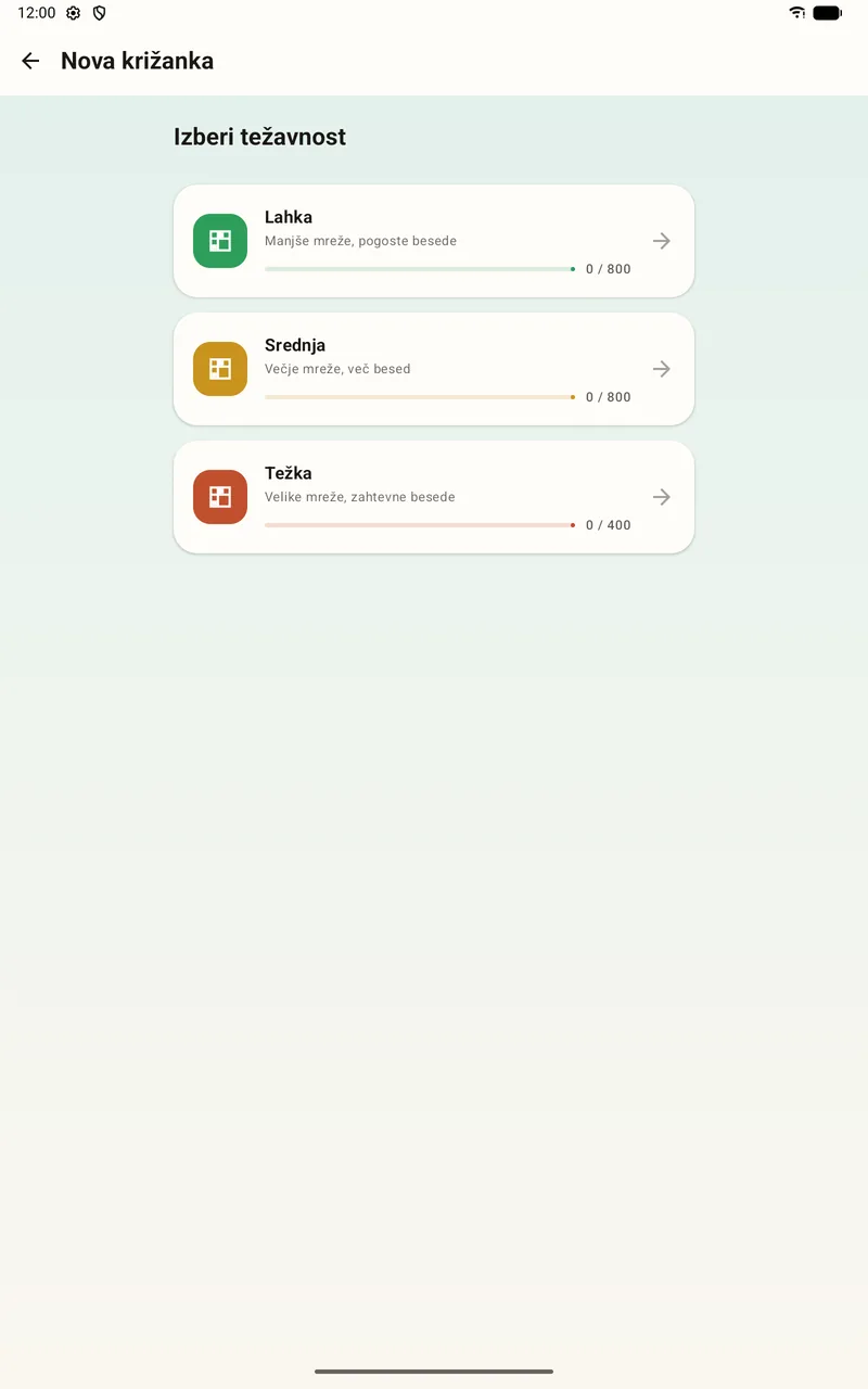 The Križanke puzzle library on a tablet
