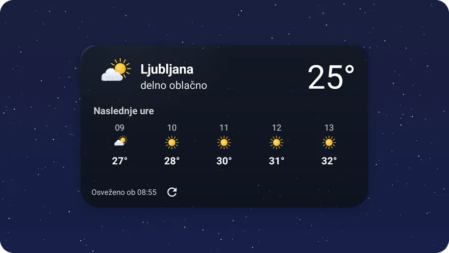 Pripomoček Vreme, ozadje temno steklo