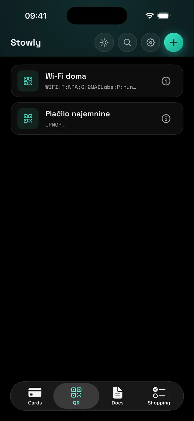 Saved QR codes on iPhone, from Wi-Fi access to payment codes