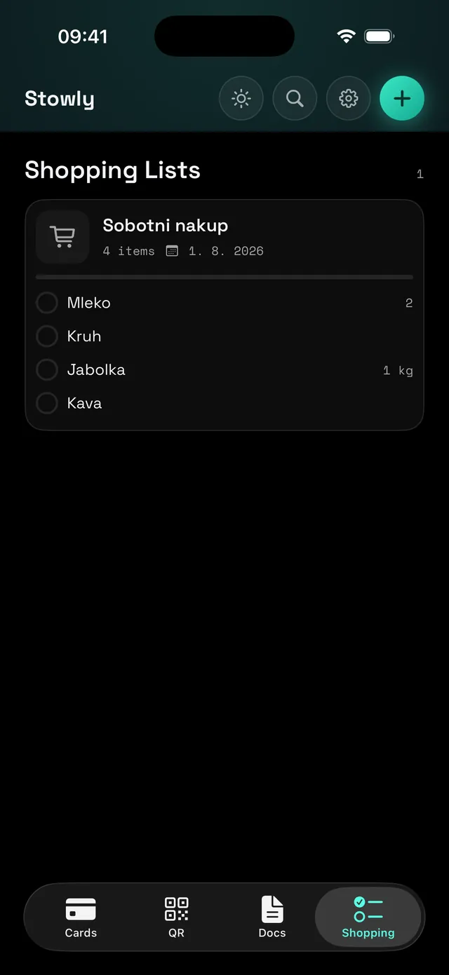 A shopping list on iPhone with items and quantities